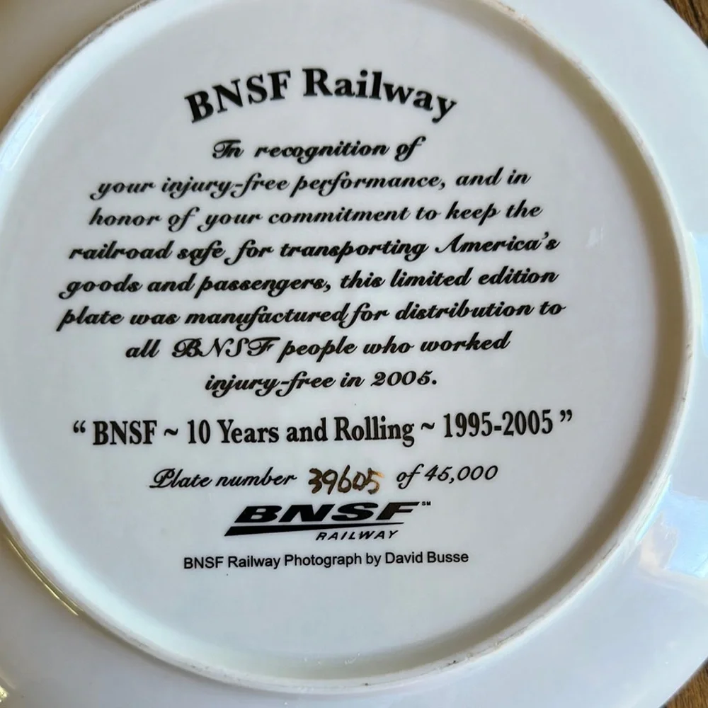 BNSF Train Decorative Plate - Red and Blue Vintage Numbered